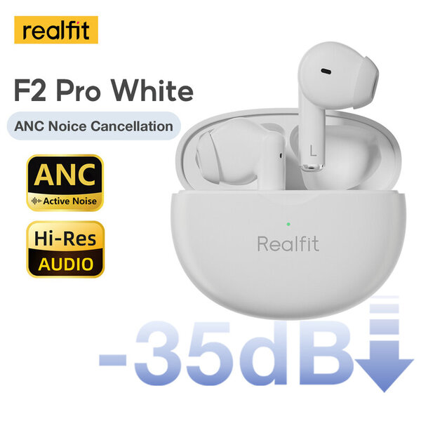 Realfit F2 Pro ANC aktiivinen kohinanvaimennus Bluetooth-kuulokkeet ENC-puhelut HIFI-stereo Loistava basso langattomat kuulokkeet Sport Gaming