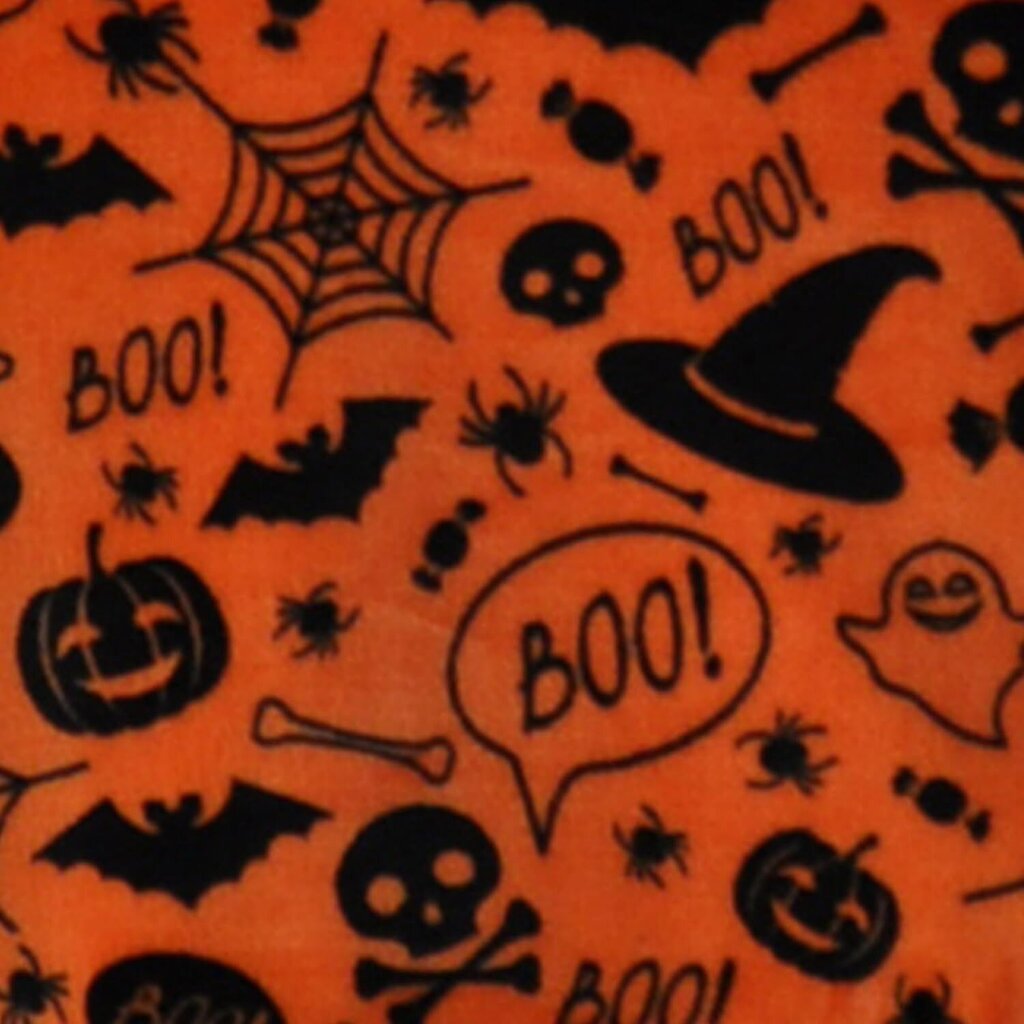 Halloween Fleece -peitto (120 x 150 cm) - Superpehmeä ja mukava fleece oranssina - Oranssi Spooky Bats & Skulls -heittopeitto (Snuggy) hinta ja tiedot | Pehmolelut | hobbyhall.fi