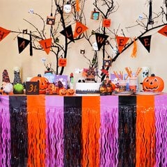 Halloween-juhlakoristeet, 2 pakkaus, oranssi violetti ja musta aaltoileva metallinen hopealanka folio hapsupöytähameet suorakaiteen muotoiseen ja pyöreään pöytään hinta ja tiedot | Pehmolelut | hobbyhall.fi