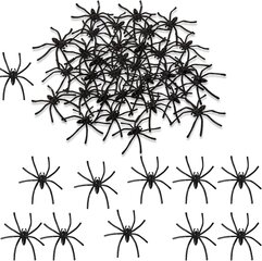 24 kpl Spooky Black Realistic Muovia 4,5 cm Halloween Party Fake Rekvisiitta Uutuudet Hauskat Koristeet kepponen vitsi Scary Spider Haunted, 24 kpl hinta ja tiedot | Pehmolelut | hobbyhall.fi