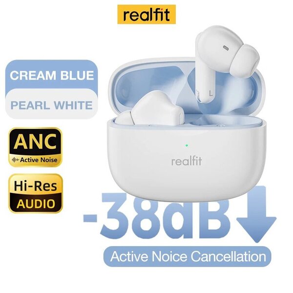 Realfit F3 ANC aktiivinen kohinanvaimennus Bluetooth-kuulokkeet ENC-puhelut HIFI-stereo Loistava basso langattomat kuulokkeet Sport Gaming