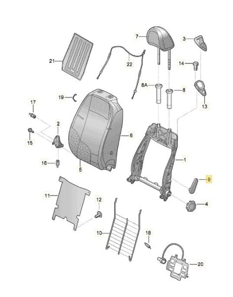 VW Beetle Cabrio Kahva alemman selkänojan tuen säätöön Aito 5C688123682V