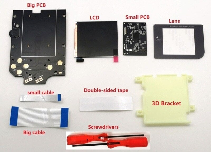 DIY Suurempi koko Super OSD RIPS LCD Teräväpiirto iPS Taustavalosarja GameBoy DMG GB -konsoliin DMG IPS LCD-näyttö värillä