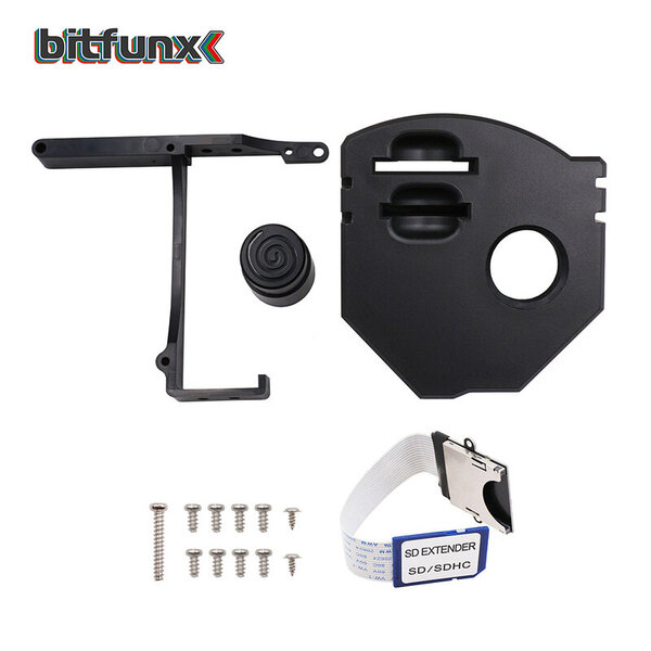 Bitfunx GDEMU Remote SD Card Mount Kit -laajennussovitin SEGA Dreamcast GDEMU:lle ja jatkokaapelilla musta väri