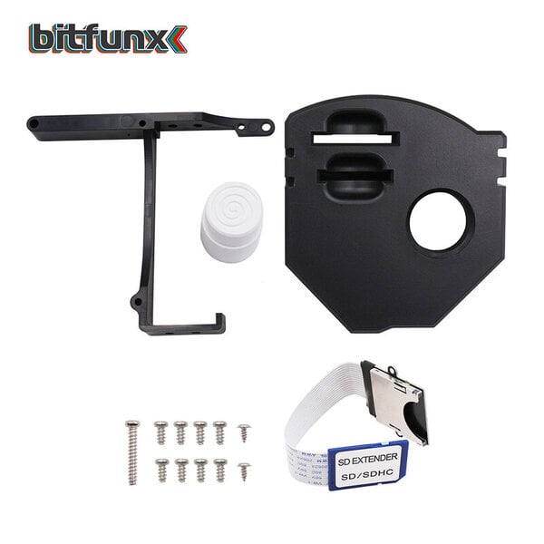 Bitfunx GDEMU Remote SD Card Mount Kit -laajennussovitin SEGA Dreamcast GDEMU:lle ja jatkokaapelilla musta väri