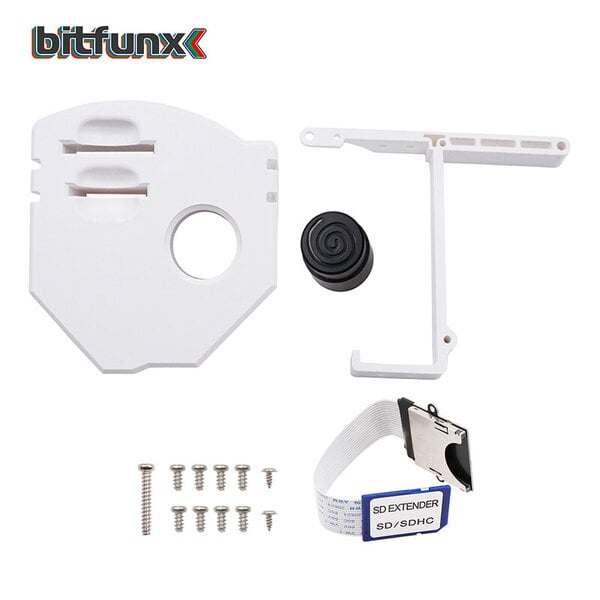 Bitfunx GDEMU Remote SD Card Mount Kit -laajennussovitin SEGA Dreamcast GDEMU:lle ja jatkokaapelilla musta väri