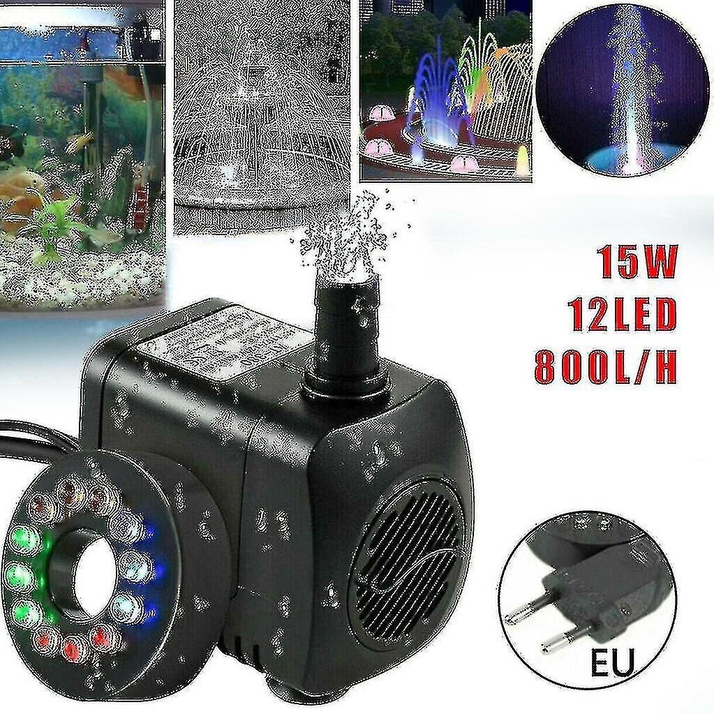 15w 800l/h suihkulähde pumppu lampi pumppu vesileikkipumppu puutarhapumppu pumppu suihkulähde 12 ledillä hinta ja tiedot | Vesipumput ja -painesäiliöt | hobbyhall.fi