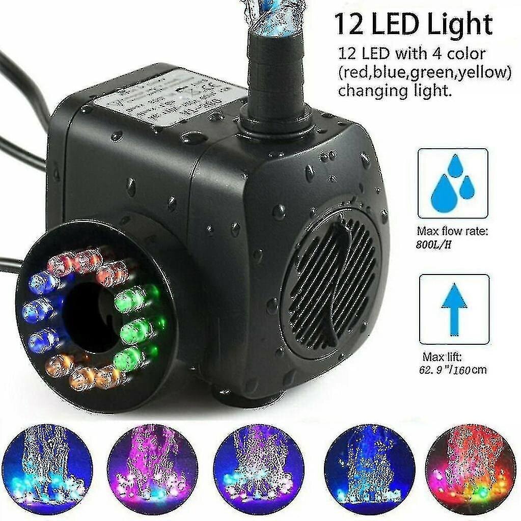 15w 800l/h suihkulähde pumppu lampi pumppu vesileikkipumppu puutarhapumppu pumppu suihkulähde 12 ledillä hinta ja tiedot | Vesipumput ja -painesäiliöt | hobbyhall.fi