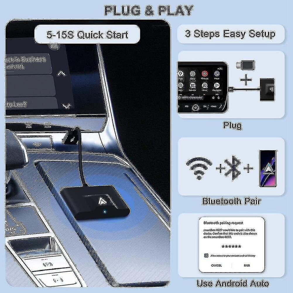 Langaton Android Auto-sovitin Plug & Play hinta ja tiedot | Autokaiuttimet | hobbyhall.fi