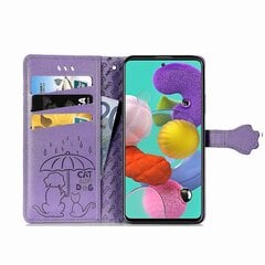 Kotelo Samsung Galaxy A71 4g Flip Wallet kohokuvioitu kansi Etui Housse Cat Dog Pattern - violetti hinta ja tiedot | Puhelimen kuoret ja kotelot | hobbyhall.fi