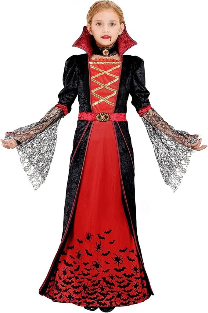 Halloween vampyyriasut Lasten tytöt Karnevaaliasut Goottilaiset vampyyriasut Roolipeliteema Party-Red XL hinta ja tiedot | Juhlakoristeet | hobbyhall.fi