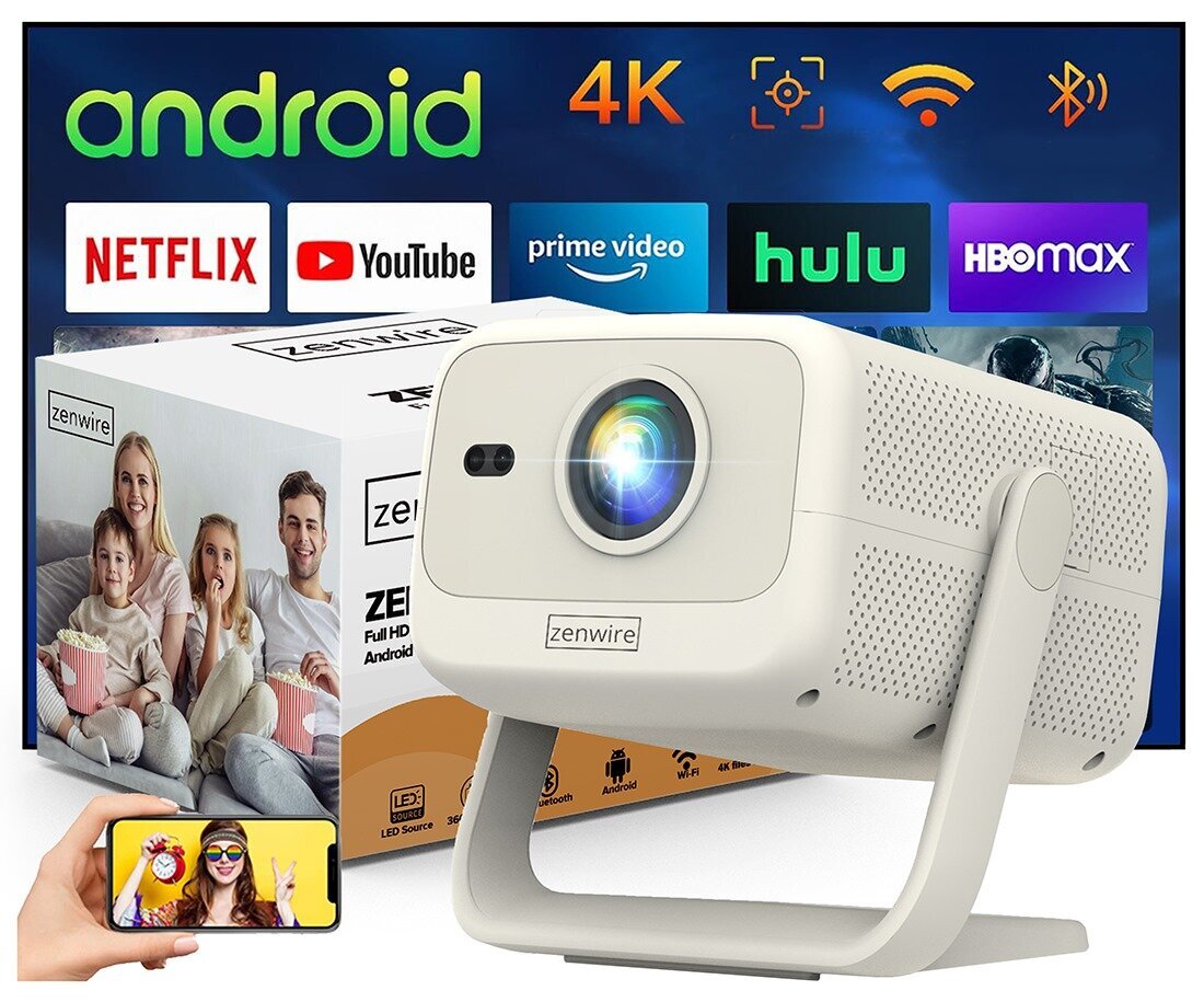 FULL HD 4K ROTATING 12000lm MOVABLE MINI PROJEKTOR ANDROID WiFi projektori hinta ja tiedot | Projektorit | hobbyhall.fi