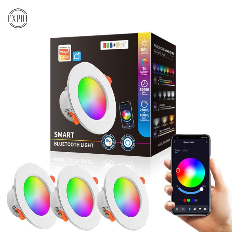 3kpl Bluetooth Smart Downlights Tuya RGBCW Täysvärinen himmennys Alexa Voice/APP Control hinta ja tiedot | Seinävalaisimet | hobbyhall.fi