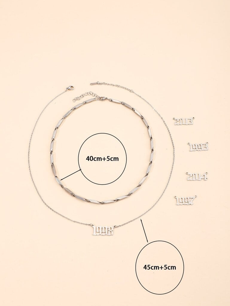 2 kpl/setti Muodikas ruostumattomasta teräksestä valmistettu syntymäpäivä vuosinumero riipus kaulakoru naisille päivittäiseen sisustukseen hinta ja tiedot | Kaulakorut | hobbyhall.fi