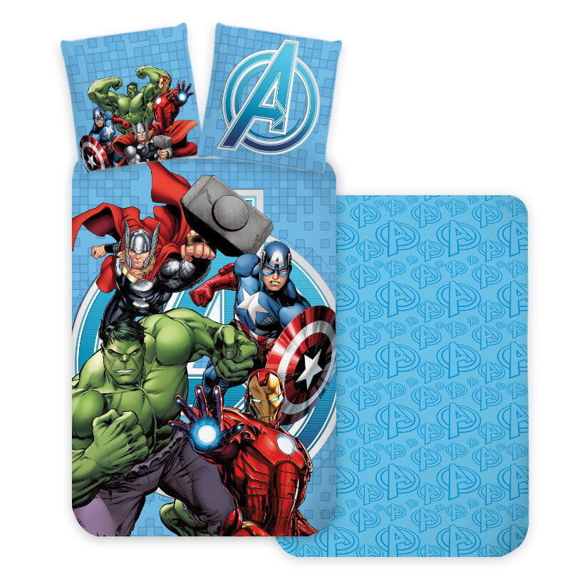 Pussilakanasetti Avengers Blue 100×135 cm, 40×60 cm hinta ja tiedot | Vuodevaatteet lapsille | hobbyhall.fi