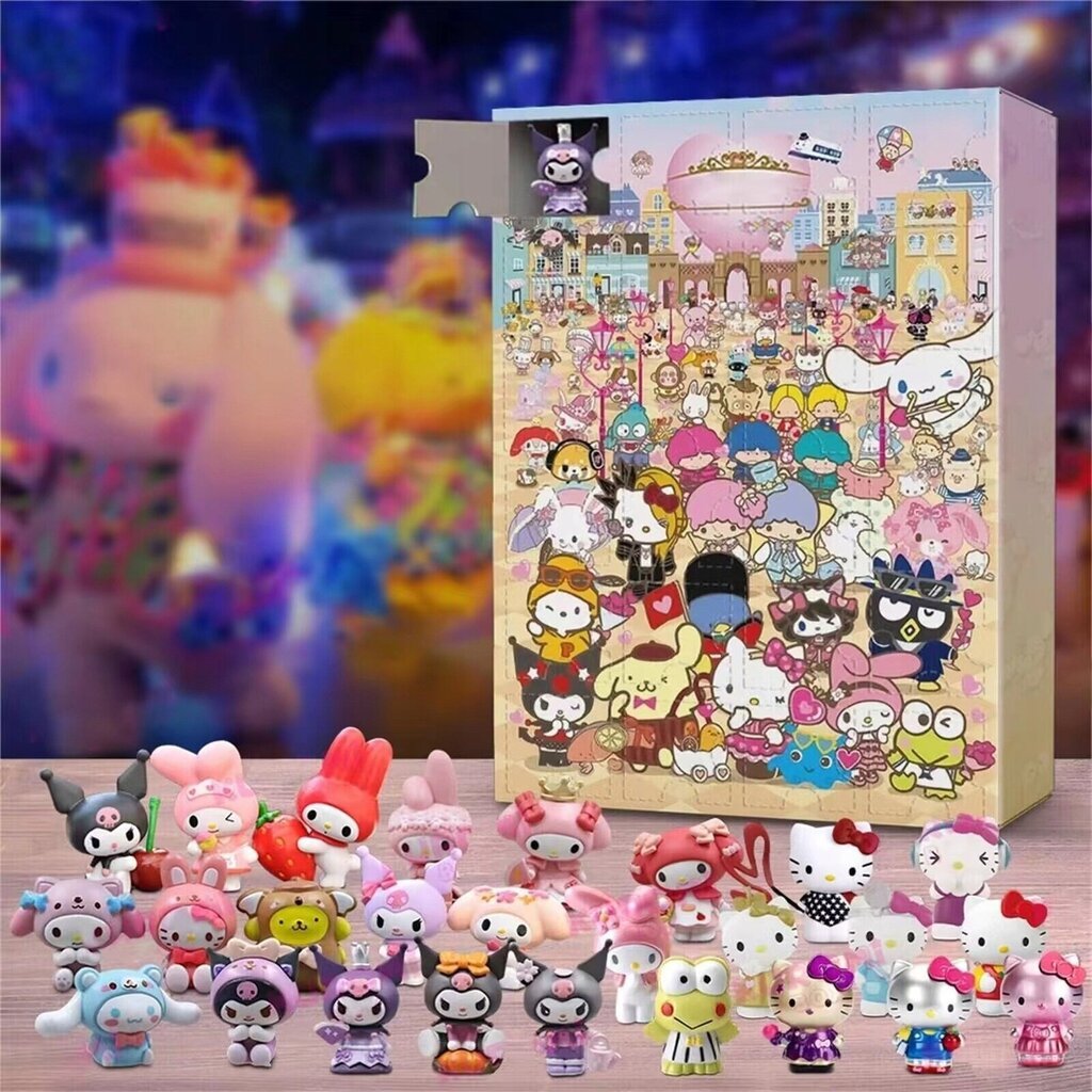 Seikkailukalenteri Hello Kitty Kuromi Figuurilla Lahjatalletus 24 päivää hinta ja tiedot | Joulukoristeet | hobbyhall.fi