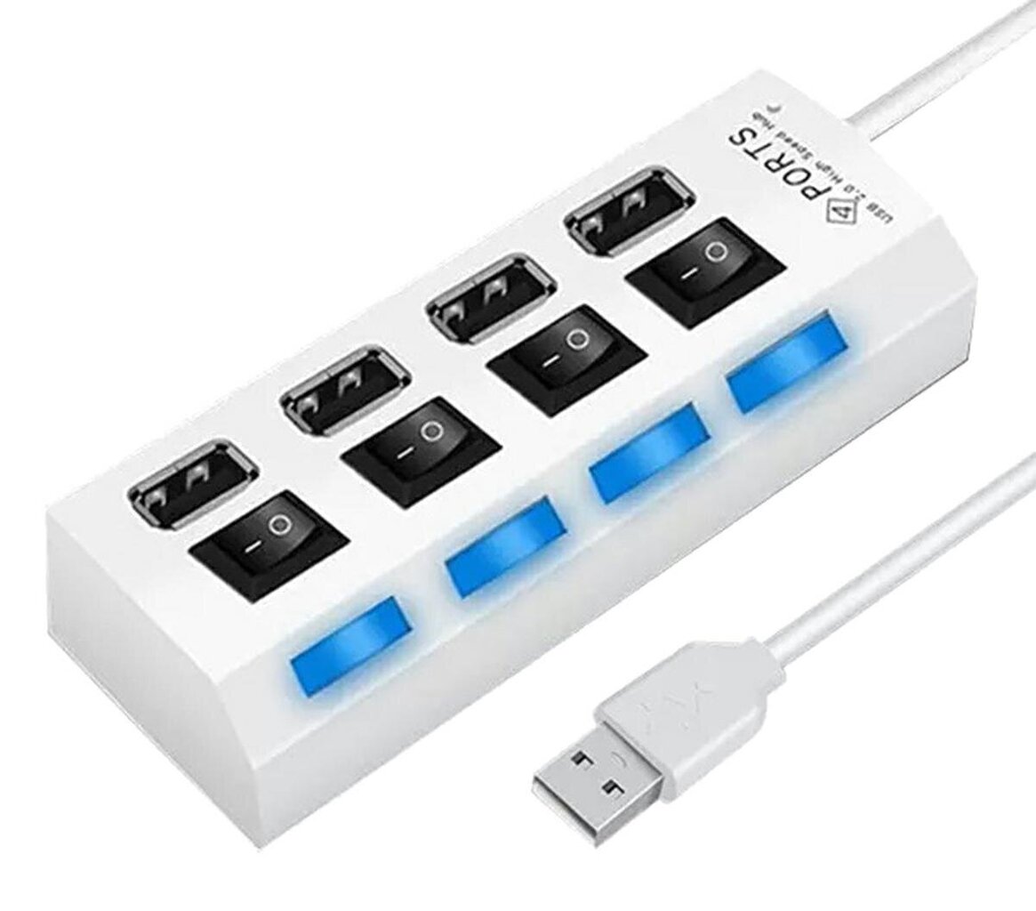 Aktiivinen USB-keskitin Perfee, 4 porttia, valkoinen hinta ja tiedot | Adapterit | hobbyhall.fi