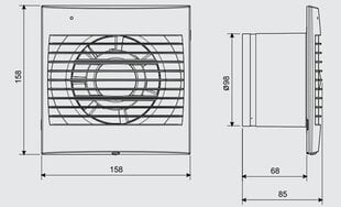 Soler&Palau Decor 100 CZ kylpyhuoneen tuuletin laakerimoottorilla hinta ja tiedot | Tuulettimet | hobbyhall.fi