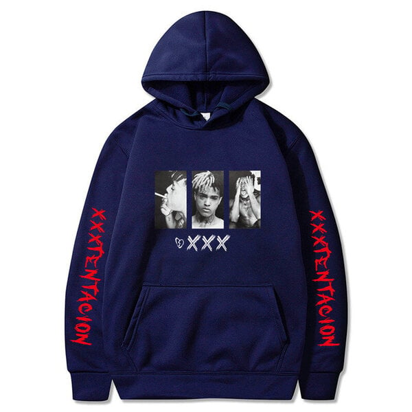 (Aasialainen kokoSNavy blue 118)XXXTentacion Hupparit Hupparit Miehet Naiset Rento villapaita Streetwear Sudadera Hombre Hip Hop HUPPERIT Funny Print Hupparit SHRY