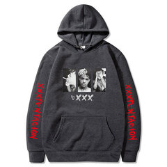 (SDark grey 118)XXXTentacion Hupparit Hupparit Miehet Naiset Casual Pullover Streetwear Sudadera Hombre Hip Hop HUPPERIT Hauskat printtihupparit SHRY hinta ja tiedot | Miesten neuleet ja villapaidat | hobbyhall.fi