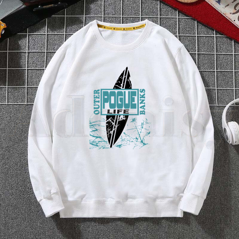 (LJ)Pogue Life Outer Banks TV Ulzzang Miesten Hupparit Hupparit Print Trend Miesten Vaatteet Hip-Hop Miesten Crewneck Hupparit Miesten SHRY hinta ja tiedot | Miesten neuleet ja villapaidat | hobbyhall.fi