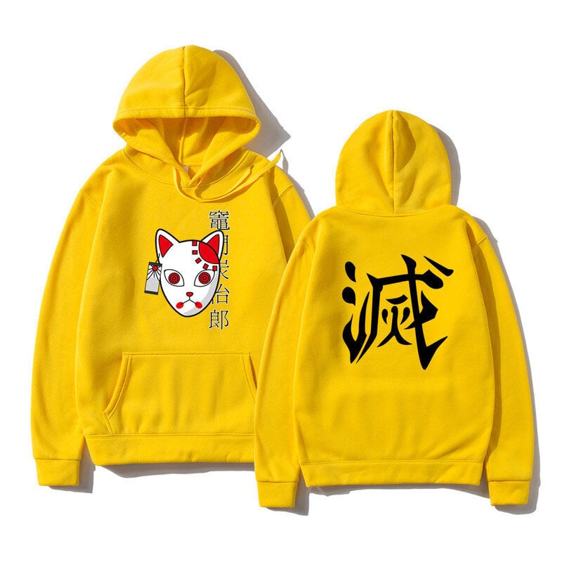 (Yellow H)Japanilainen huppari Anime Topit Pullover Sweatshirt Naiset Miehet Tanjiro Kamado Puku Hupparit Harajuku Sudadera hombre SHRY hinta ja tiedot | Miesten neuleet ja villapaidat | hobbyhall.fi