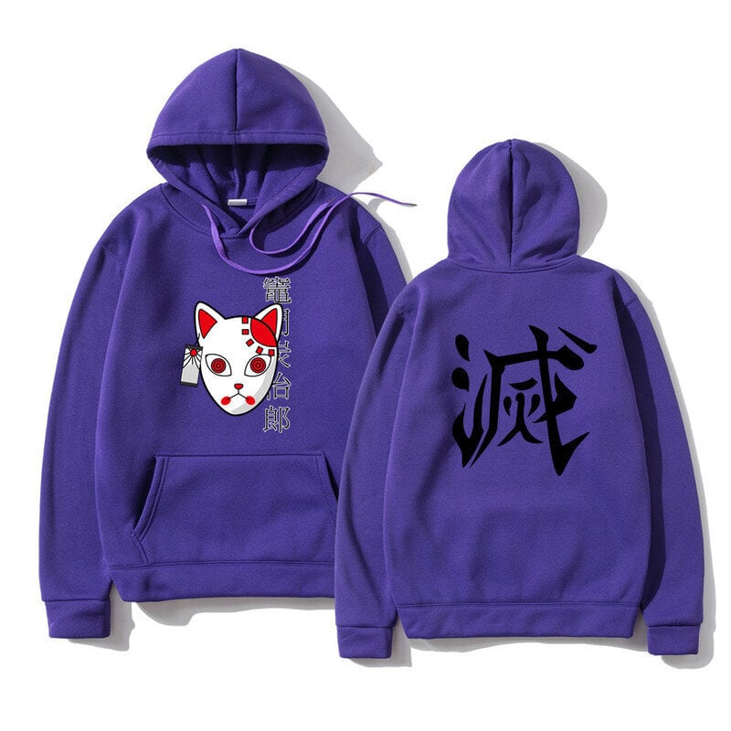 (Mpurple H)Japanilainen huppari Anime Topit Pullover Sweatshirt Naiset Miehet Tanjiro Kamado Puku Hupparit Harajuku Sudadera hombre SHRY hinta ja tiedot | Miesten neuleet ja villapaidat | hobbyhall.fi