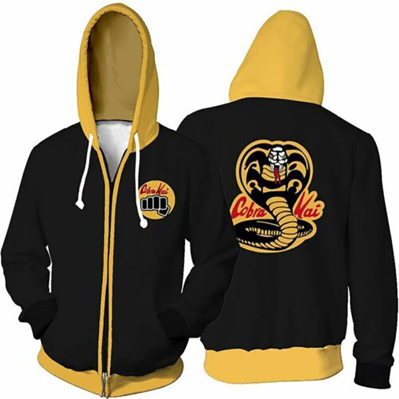 (LBHS1101982S)TV-sarja Cosplay-hupparit Cobra Kai 3D-tulostus collegepaita Vetoketjuhuppari Miesten Naisten Muoti Katuvaatteet Harajuku Takki Takki Vaatteet SHRY hinta ja tiedot | Miesten neuleet ja villapaidat | hobbyhall.fi