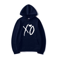 (SNavy)The Weeknd Solid Color Printed -hupparit XO Muoti Kirjekuvioinen huppari Miesten Naisten Harajuku Hip Hop Pullover -hupparit SHRY hinta ja tiedot | Miesten neuleet ja villapaidat | hobbyhall.fi