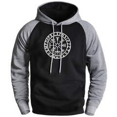 (MGray Black)Viking Compass Print Mies collegepaita Myy Mies Merkki Hupparit Syksy Talvi Lämmin Fleece Hupulliset Verryttelypuvut Miesten Muoti Neulepusero SHRY hinta ja tiedot | Miesten neuleet ja villapaidat | hobbyhall.fi