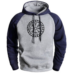 (LDark Blue Grey)Viking Compass Print Mies collegepaita Myy Mies Merkki Hupparit Syksy Talvi Lämmin Fleece Huppari Verryttelypuvut Miesten Muoti Neulepusero SHRY hinta ja tiedot | Miesten neuleet ja villapaidat | hobbyhall.fi