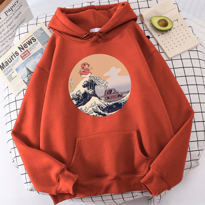 (SBrick Red) Ponyo Japani Anime Söpöt Printti Miesten Neulepuserot Hip Hop Harajuku Hupullinen Syksy Löysä Streetwear Fleece Hauska Rento Miesten Hupparit SHRY hinta ja tiedot | Miesten neuleet ja villapaidat | hobbyhall.fi