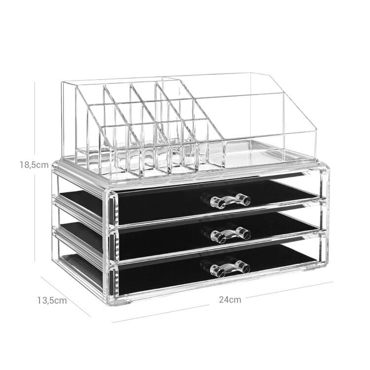 Songmics-kosmetiikka, 3 isoa laatikkoa hinta ja tiedot | Kosmetiikkalaukut ja peilit | hobbyhall.fi