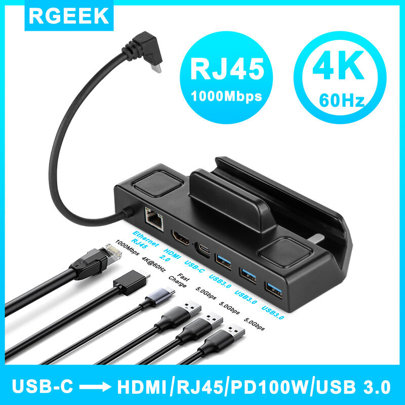 Steam Deck -telakointiasema TV:n jalusta Keskitinpidike Telakka USB C - RJ45 Ethernet 4K 60 HZ HDMI-yhteensopiva Steam Deck Dock -konsoli hinta ja tiedot | Pelikonsolitarvikkeet | hobbyhall.fi