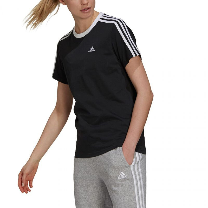 Naisten T-paita Adidas Essentials 3 Stripes W GS1379, musta. hinta ja tiedot | Naisten T-paidat | hobbyhall.fi