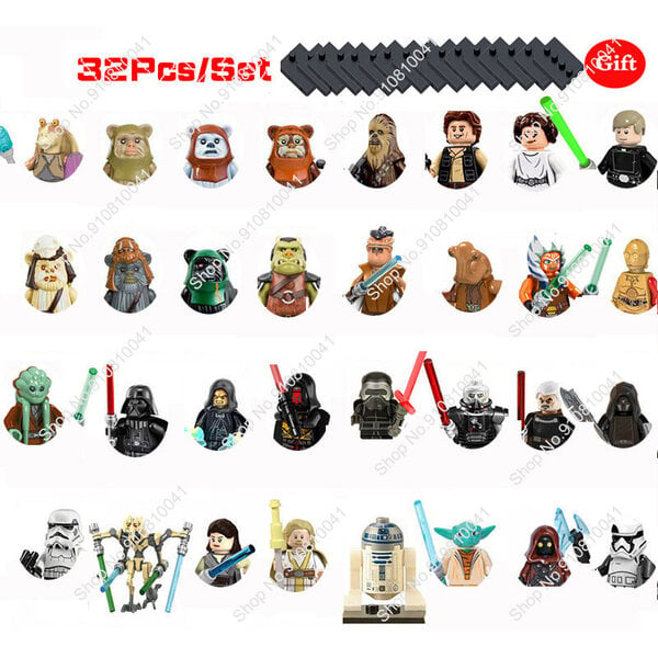 Hasbro 32 kpl/sarjan tähti Mandalorian Wars Yoda baby Star Darth Wars Vader Maul Sith Malgus Han Ewok Rakennuspalikkalelu lapsille Lahja