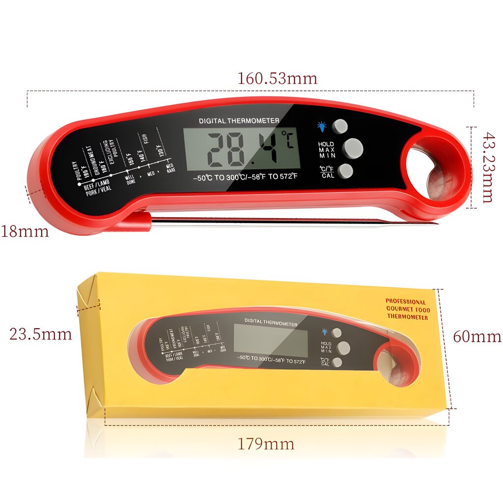 Digitaalinen monitoiminen lihalämpömittari LIVMAN FM001 hinta ja tiedot | Keittiövälineet | hobbyhall.fi