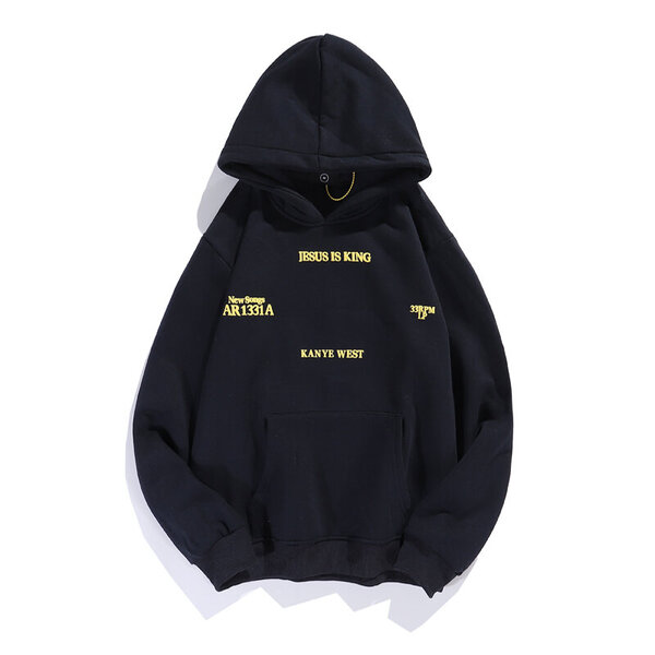 (Aasian MNavy Blue) Miesten villapaidat Hupparit Jesus Is King Kanye West Vintage Syksy Talvi Sininen Hip Hop Fleece Hupparit Urban Streetwear Hupparit Naiset SHRY