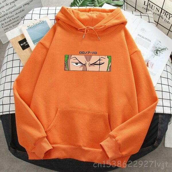 (SOrange1)Roronoa Zoro Print Hupparit Naiset Miehet Japani Anime Puserot Hupulliset Merkki Mies Nainen Hupulliset Taskut Streetwear SHRY