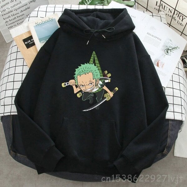 (SBlack2)Roronoa Zoro Print Hupparit Naiset Miehet Japani Anime Puserot Hupulliset Merkki Mies Nainen Hupulliset Taskut Streetwear SHRY