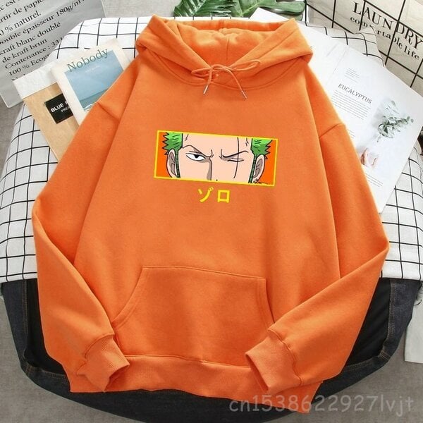 (SOrange2)Roronoa Zoro Print Hupparit Naiset Miehet Japani Anime Puserot Hupulliset Merkki Mies Nainen Hupulliset Taskut Streetwear SHRY