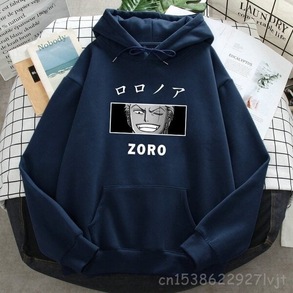 (SDark Blue3) Roronoa Zoro Print Hupparit Naiset Miehet Japani Anime Puserot Hupulliset Merkki Mies Nainen Hupulliset Taskut Streetwear SHRY