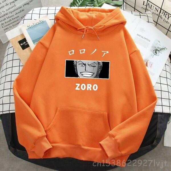 (SOrange)Roronoa Zoro Print Hupparit Naiset Miehet Japani Anime Puserot Hupulliset Merkki Mies Nainen Hupulliset Taskut Streetwear SHRY