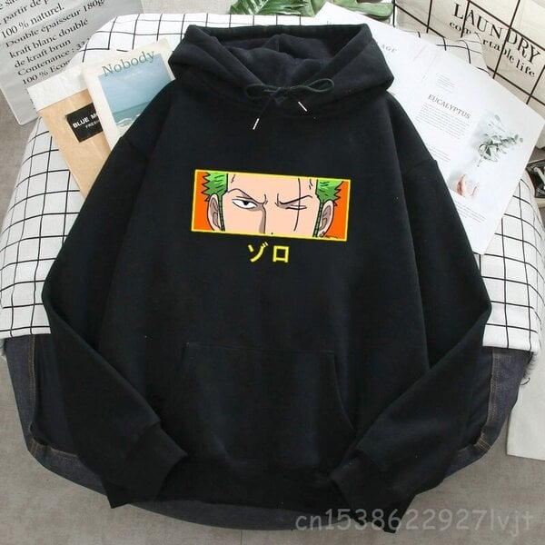 (SBlack3)Roronoa Zoro Print Hupparit Naiset Miehet Japani Anime Neulepuserot Hupullinen merkki Mies Nainen Hupulliset taskut Streetwear SHRY