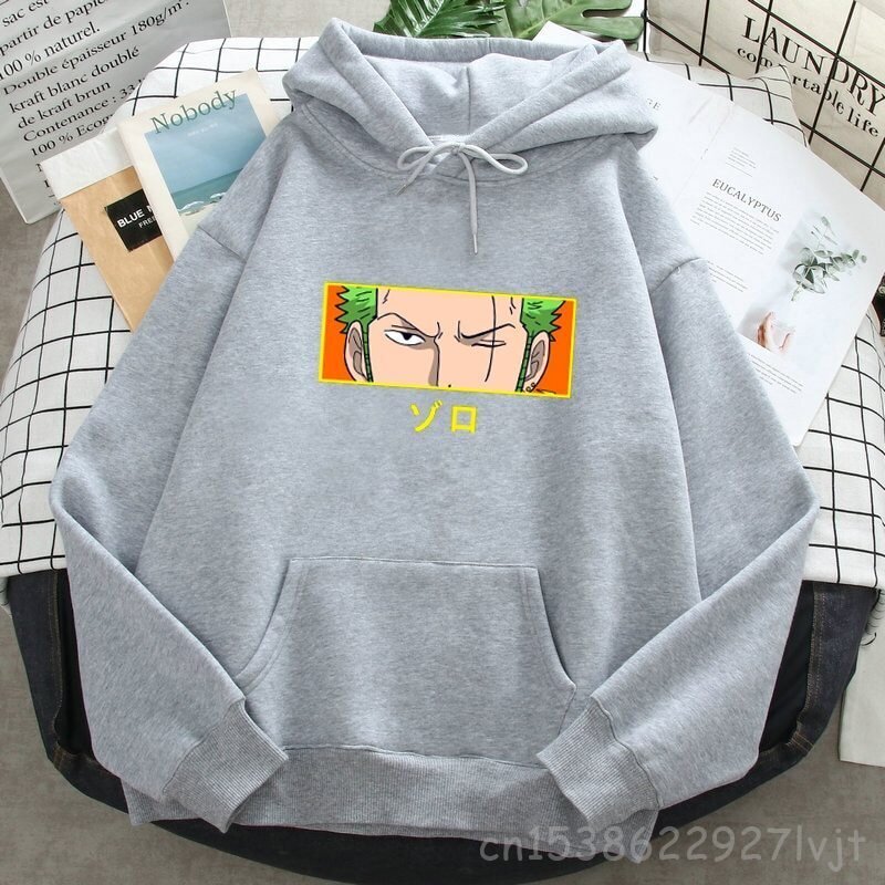 (SGray)Roronoa Zoro Print Hupparit Naiset Miehet Japani Anime Puserot Hupulliset Merkki Mies Nainen Hupulliset Taskut Streetwear SHRY hinta ja tiedot | Miesten neuleet ja villapaidat | hobbyhall.fi