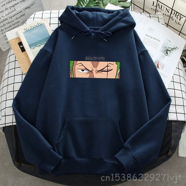 (SDark Blue) Roronoa Zoro Print Hupparit Naiset Miehet Japani Anime Puserot Hupulliset Merkki Mies Nainen Hupulliset Taskut Streetwear SHRY