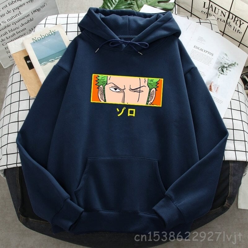 (MDark Blue9) Roronoa Zoro Print Hupparit Naiset Miehet Japani Anime Puserot Hupulliset Merkki Mies Nainen Hupulliset Taskut Streetwear SHRY hinta ja tiedot | Miesten neuleet ja villapaidat | hobbyhall.fi