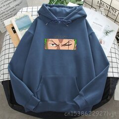 (XXLHaze Blue)Roronoa Zoro Print Hupparit Naiset Miehet Japani Anime Puserot Hupullinen merkki Mies Nainen Hupulliset taskut Streetwear SHRY hinta ja tiedot | Miesten neuleet ja villapaidat | hobbyhall.fi