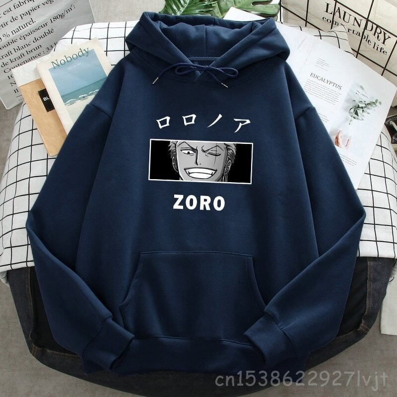 (XXXLDark Blue17)Roronoa Zoro Print Hupparit Naiset Miehet Japani Anime Puserot Hupullinen merkki Mies Nainen Hupulliset taskut Streetwear SHRY hinta ja tiedot | Miesten neuleet ja villapaidat | hobbyhall.fi