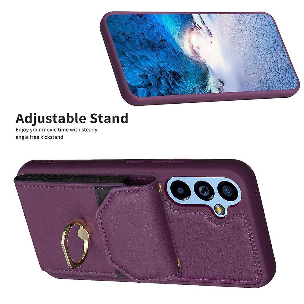 Naarmuuntumaton PU-nahka+TPU-puhelinkotelo Samsung Galaxy A34 5G:lle, korttiteline rengasjalustalla hinta ja tiedot | Puhelimen kuoret ja kotelot | hobbyhall.fi